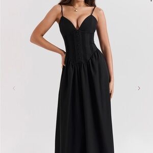 House of CB Lova Black Corset Maxi Dress